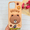 قاب گوشی iPhone 12 Pro Max / iPhone 13 Pro Max آیفون سیلیکونی پاک کنی طرح خرسی BROWN پاپ سوکت برجسته کد 91640