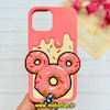 قاب گوشی iPhone 13 / iPhone 14 / iPhone 15 آیفون سیلیکونی پاک کنی طرح دونات میکی موس برجسته صورتی کد 91646