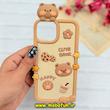 قاب گوشی iPhone 13 / iPhone 14 / iPhone 15 آیفون سیلیکونی پاک کنی CUTE BEAR طرح تدی برجسته کرم کد 91650