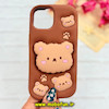 قاب گوشی iPhone 13 / iPhone 14 / iPhone 15 آیفون سیلیکونی پاک کنی طرح خرسی BEAR پاپ سوکت برجسته کد 91651