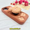 قاب گوشی iPhone 13 / iPhone 14 / iPhone 15 آیفون سیلیکونی پاک کنی طرح خرسی BEAR پاپ سوکت برجسته کد 91651