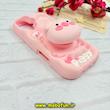 قاب گوشی iPhone 16 آیفون سیلیکونی پاک کنی پاپ سوکت دار طرح خوک بامزه PIGGY صورتی کد 91653