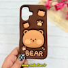 قاب گوشی iPhone 16 آیفون سیلیکونی پاک کنی طرح خرسی BEAR پاپ سوکت برجسته کد 91654