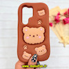 قاب گوشی Galaxy S25 Ultra سامسونگ سیلیکونی پاک کنی طرح خرسی BEAR پاپ سوکت برجسته کد 91684