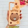 قاب گوشی Galaxy S25 Ultra سامسونگ سیلیکونی پاک کنی طرح خرسی BROWN پاپ سوکت برجسته کد 91686
