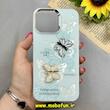 قاب گوشی iPhone 14 Pro Max آیفون فانتزی سخت Hard لیزری عروسکی برجسته دکمه کرومی اسپینردار طرح پروانه کیوت کد 91727