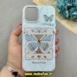 قاب گوشی iPhone 12 Pro Max آیفون فانتزی سخت Hard برجسته دکمه کرومی لنز نگین دار طرح پروانه کیوت کد 91730