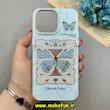 قاب گوشی iPhone 14 Pro Max آیفون فانتزی سخت Hard برجسته دکمه کرومی لنز نگین دار طرح پروانه کیوت کد 91731