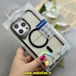 قاب گوشی iPhone 15 Pro Max آیفون اورجینال جیرفور gear4 طرح CRYSTAL PLACE طلقی شیشه ای Hard مگ سیف دار شفاف دکمه کرومی مشکی کد 91823