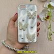 قاب گوشی iPhone 7 / iPhone 8 / iPhone SE 2020 / iPhone SE 2022 آیفون سخت Hard لیزری لاکچری کیس مرواریدی پروانه ای کیوت دستبندی کد 91848