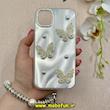 قاب گوشی iPhone 11 آیفون سخت Hard لیزری لاکچری کیس مرواریدی پروانه ای کیوت دستبندی کد 91850