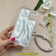 قاب گوشی iPhone 12 Pro Max آیفون سخت Hard لیزری لاکچری کیس مرواریدی پروانه ای کیوت دستبندی کد 91852
