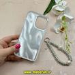 قاب گوشی iPhone 15 Pro Max آیفون سخت Hard لیزری لاکچری کیس مرواریدی پروانه ای کیوت دستبندی کد 91856
