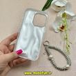 قاب گوشی iPhone 16 Pro آیفون سخت Hard لیزری لاکچری کیس مرواریدی پروانه ای کیوت دستبندی کد 91858