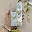 قاب گوشی Galaxy S25 Ultra سامسونگ سخت Hard لیزری لاکچری کیس مرواریدی پروانه ای کیوت دستبندی کد 91869
