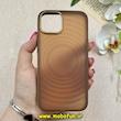 قاب گوشی iPhone 13 / iPhone 14 آیفون پشت مات PC مگ سیف دار اصلی درجه یک یونیک کیس Unique Case اورجینال دور سیلیکونی مگ سیف عسلی کد 91870