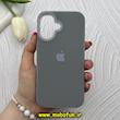 قاب گوشی iPhone 16 آیفون سیلیکونی پاستیلی اورجینال Case پاک کنی داخل مخملی درجه یک خاکستری تیره کد 92025