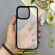 قاب گوشی iPhone 13 Pro آیفون طلقی شیشه ای شفاف مشکی کد 92087