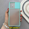 قاب گوشی Galaxy A31 سامسونگ طرح پشت مات محافظ لنز دار کشویی سبز آبی کد 92132