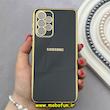 قاب گوشی Galaxy A33 سامسونگ طرح ژله ای مای کیس گلد لاین دور طلایی محافظ لنز دار مشکی کد 92133