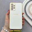 قاب گوشی Galaxy A33 سامسونگ طرح ژله ای مای کیس گلد لاین دور طلایی محافظ لنز دار سفید کد 92134