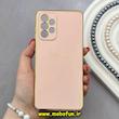 قاب گوشی Galaxy A73 سامسونگ طرح ژله ای مای کیس گلد لاین دور طلایی محافظ لنز دار گلبهی کد 92163