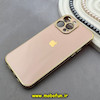 قاب گوشی iPhone 13 Pro Max آیفون طرح ژله ای مای کیس گلد لاین دور طلایی محافظ لنز دار گلبهی کد 92182