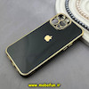 قاب گوشی iPhone 13 Pro Max آیفون طرح ژله ای مای کیس گلد لاین دور طلایی محافظ لنز دار مشکی کد 92183
