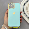 قاب گوشی iPhone 13 Pro Max آیفون طرح ژله ای مای کیس گلد لاین دور طلایی محافظ لنز دار سبزآبی کد 92187