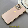 قاب گوشی iPhone 14 Pro Max آیفون طرح ژله ای مای کیس گلد لاین دور طلایی محافظ لنز دار گلبهی کد 92191