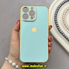 قاب گوشی iPhone 14 Pro Max آیفون طرح ژله ای مای کیس گلد لاین دور طلایی محافظ لنز دار سبزآبی کد 92192
