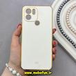 قاب گوشی Redmi A1 Plus / Redmi A2 Plus / Poco C50 شیائومی طرح ژله ای مای کیس گلد لاین دور طلایی محافظ لنز دار سفید کد 92262