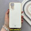 قاب گوشی Redmi Note 11 Pro 4G Global / Redmi Note 11 Pro 5G Global / Redmi Note 11E Pro / Redmi Note 12 Pro 4G شیائومی طرح ژله ای مای کیس گلد لاین دور طلایی محافظ لنز دار سفید کد 92276