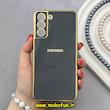قاب گوشی Galaxy S21 FE سامسونگ طرح ژله ای مای کیس گلد لاین دور طلایی محافظ لنز دار مشکی کد 92296