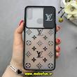 قاب گوشی Galaxy A10S سامسونگ پشت مات طرح دار محافظ لنزدار کشویی طرح LV مشکی کد 92346