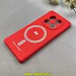 قاب گوشی Redmi Note 14 Pro 4G شیائومی سیلیکونی دیفندر Diffender طرح مگ سیف محافظ لنزدار قرمز کد 1-15-100405