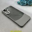 قاب گوشی Galaxy A36 / Galaxy A56 سامسونگ دوتیکه شفاف طرح چرم لنز فلزی لاکچری خاکستری کد 100030