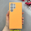 قاب گوشی Galaxy S23 Ultra سامسونگ سیلیکونی پاستیلی اورجینال Case پاک کنی داخل مخملی درجه یک نارنجی کد 100063