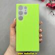 قاب گوشی Galaxy S23 Ultra سامسونگ سیلیکونی پاستیلی اورجینال Case پاک کنی داخل مخملی درجه یک سبز فسفری کد 100064