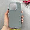 قاب گوشی iPhone 16 Pro آیفون سیلیکونی پاستیلی اورجینال Case پاک کنی داخل مخملی درجه یک طوسی کد 100069
