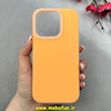 قاب گوشی iPhone 16 Pro آیفون سیلیکونی پاستیلی اورجینال Case پاک کنی داخل مخملی درجه یک نارنجی کد 100072