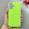 قاب گوشی iPhone 16 آیفون سیلیکونی پاستیلی اورجینال Case پاک کنی داخل مخملی درجه یک سبز فسفری کد 100073
