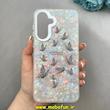 قاب گوشی Galaxy A56 سامسونگ ماربل هولوگرامی سخت HARD فانتزی دکمه کرومی طرح پروانه کد 100156