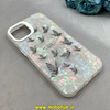 قاب گوشی iPhone 13 / iPhone 14 آیفون ماربل هولوگرامی سخت HARD فانتزی دکمه کرومی طرح پروانه کد 100171