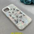 قاب گوشی iPhone 13 / iPhone 14 آیفون ماربل هولوگرامی سخت HARD فانتزی دکمه کرومی طرح پروانه کد 100171