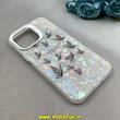 قاب گوشی iPhone 14 Pro Max آیفون ماربل هولوگرامی سخت HARD فانتزی دکمه کرومی طرح پروانه کد 100176