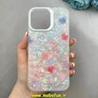 قاب گوشی iPhone 15 Pro Max آیفون ماربل هولوگرامی سخت HARD فانتزی دکمه کرومی طرح قلب کد 100179