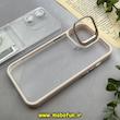 قاب گوشی iPhone 13 / iPhone 14 آیفون اورجینال OKSHI متال کیس Metal اورجینال CASE PRO طرح پشت طلق شفاف دور سیلیکونی استندشو فلزی محافظ لنزدار رینگی صورتی روشن کد 93141