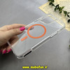 قاب گوشی iPhone 13 Pro Max آیفون اورجینال Classic Fit مگ سیف دار طلقی شیشه ای شفاف دکمه کرومی نارنجی کد 93143