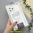 قاب گوشی iPhone 13 Pro Max آیفون اورجینال Classic Fit مگ سیف دار طلقی شیشه ای شفاف دکمه کرومی سفید کد 93144